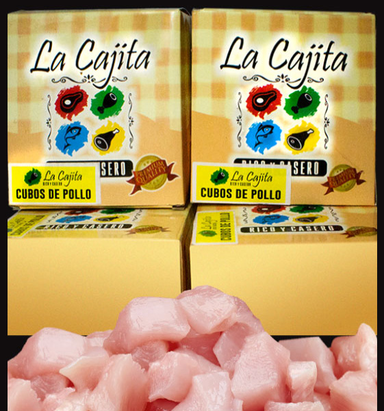 cubos de pollo fresco 